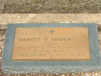 Sherwood, Dewitt F (military marker)