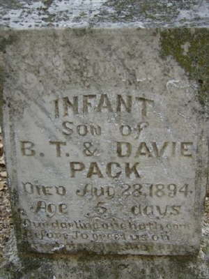 Pack, Infant Son of B.T. & Davie Pack