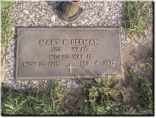 Beeman, Mary K (military marker).JPG