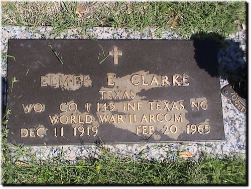 Clarke, Elmer E (military marker).JPG