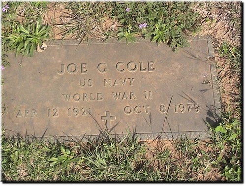 Cole, Joe G (military marker).JPG