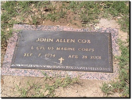 Cox, John Allen (military marker).JPG