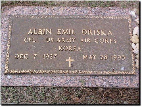 Driska, Albin Emil (military marker).JPG