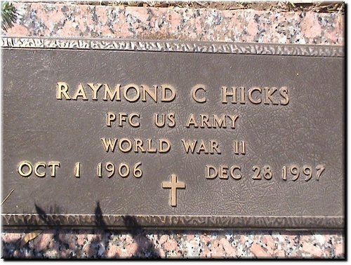 Hicks, Raymond (military marker).JPG