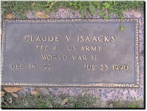 Isaacks, Claude V (military marker).JPG