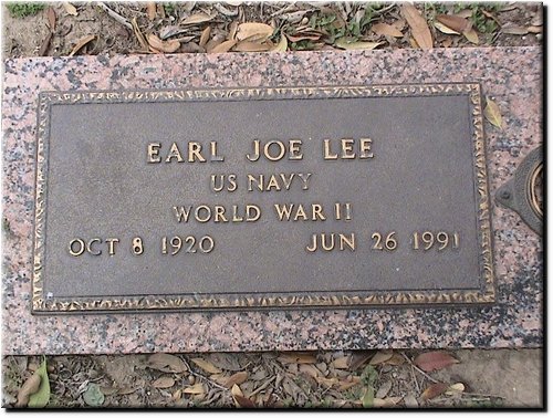 Lee, Earl Joe (military marker).JPG