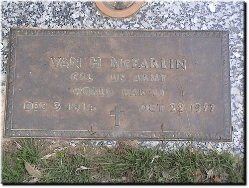 McFarlin, Van H (military marker).JPG