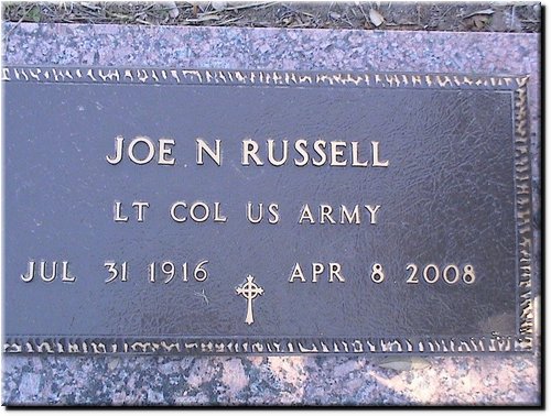 Russell, Joe N (military marker).JPG